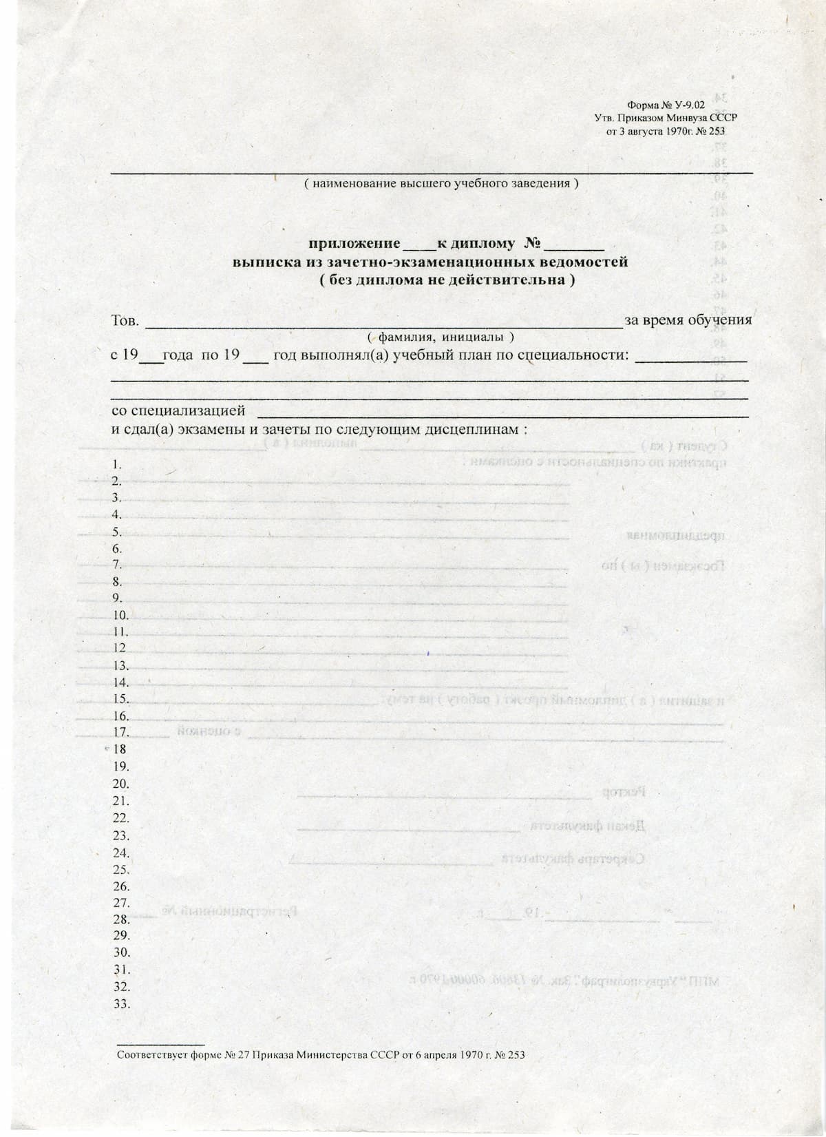 Додаток інституту СРСР — лицьова сторона